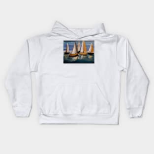 boats sailing in the open sea Kids Hoodie